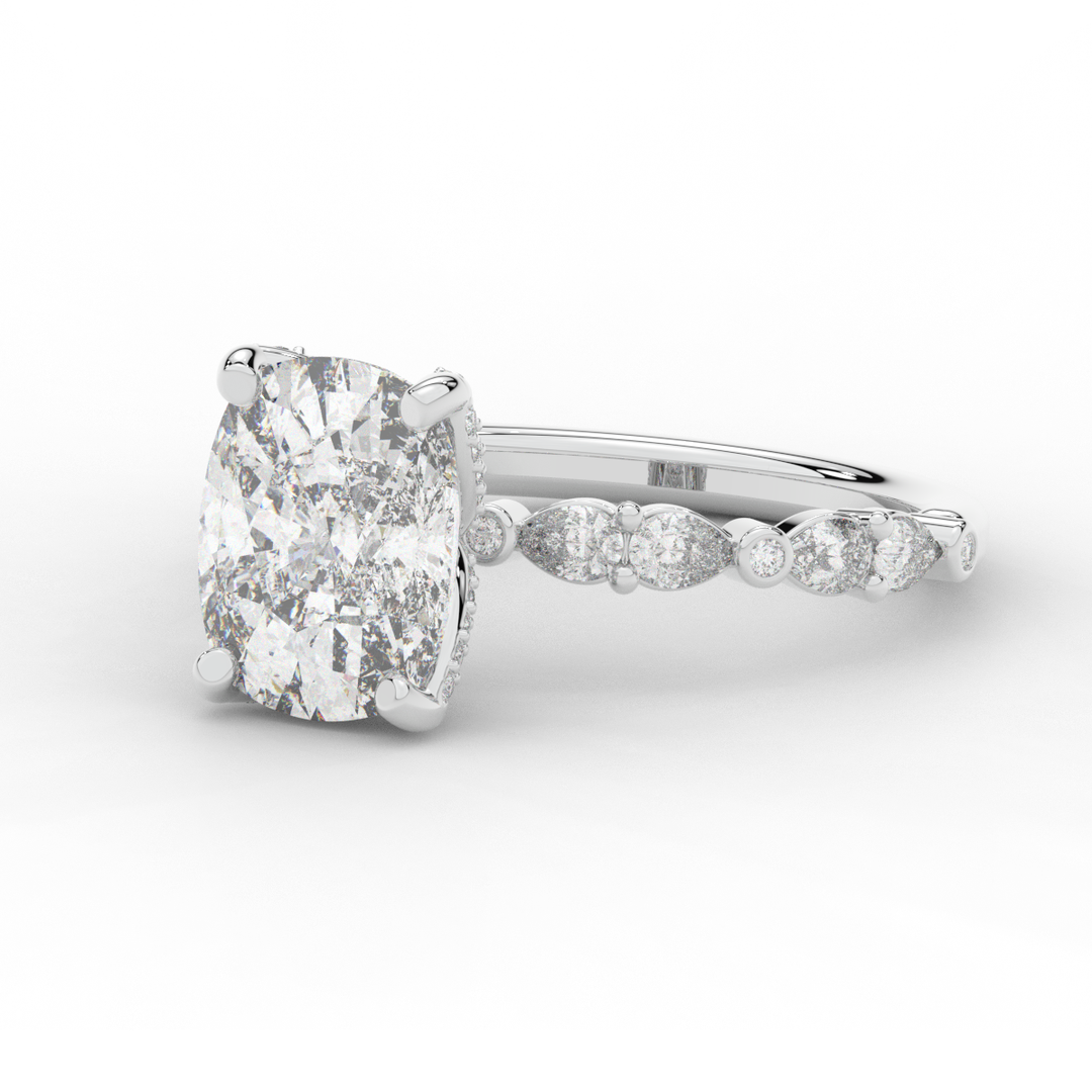 3.60CT.TW CUSHION LAB DIAMOND SOLITAIRE ENGAGEMENT RING - Nazarelle