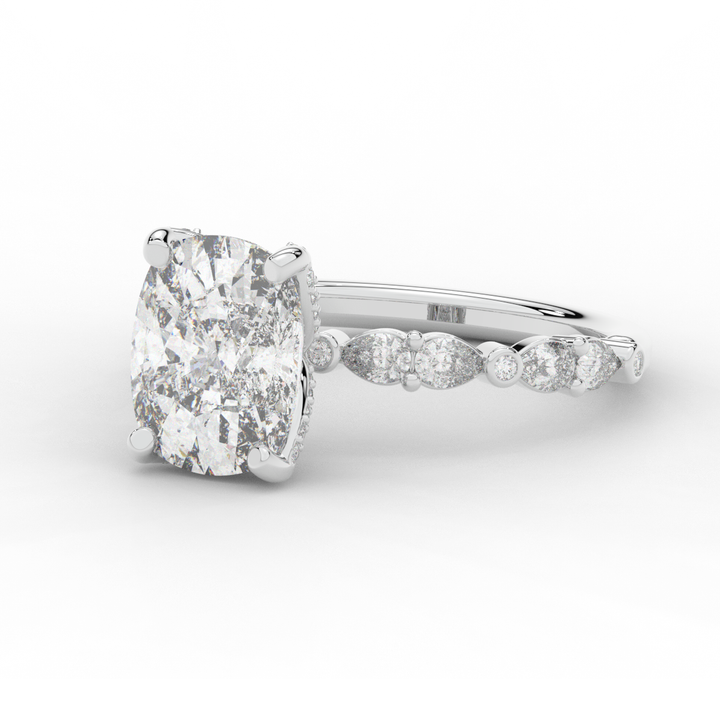 3.60CT.TW CUSHION LAB DIAMOND SOLITAIRE ENGAGEMENT RING - Nazarelle