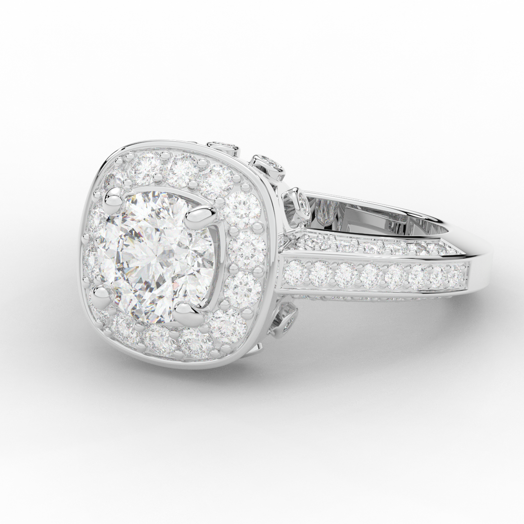 1.50CT.TW ROUND LAB DIAMOND HALO ENGAGEMENT RING - Nazarelle