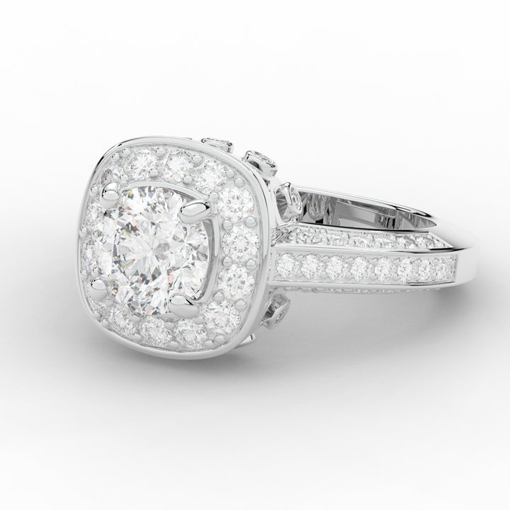 1.50CT.TW ROUND LAB DIAMOND HALO ENGAGEMENT RING - Nazarelle