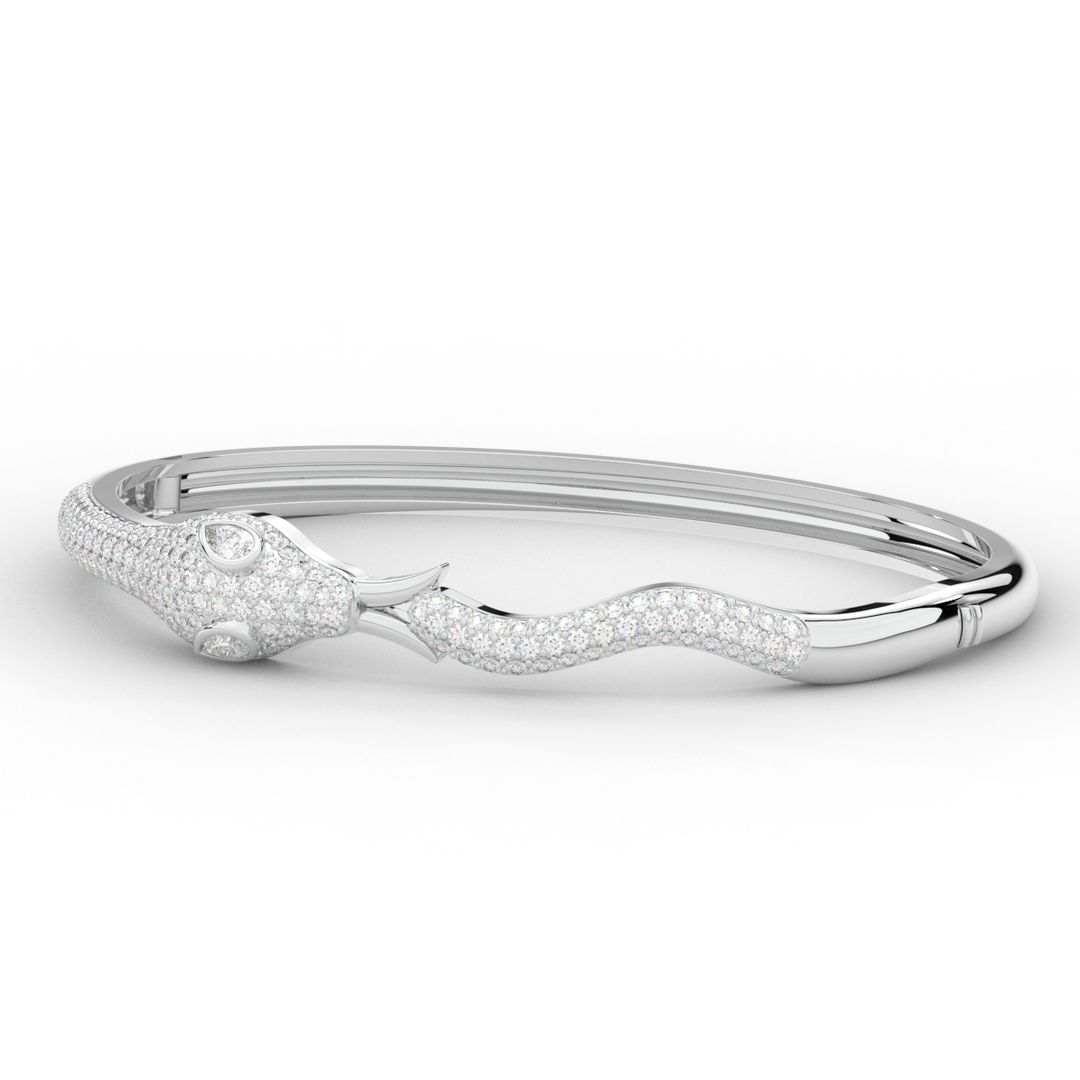2.00CT.TW ROUND AND PEAR LAB DIAMOND SNAKE BANGLE - Nazarelle