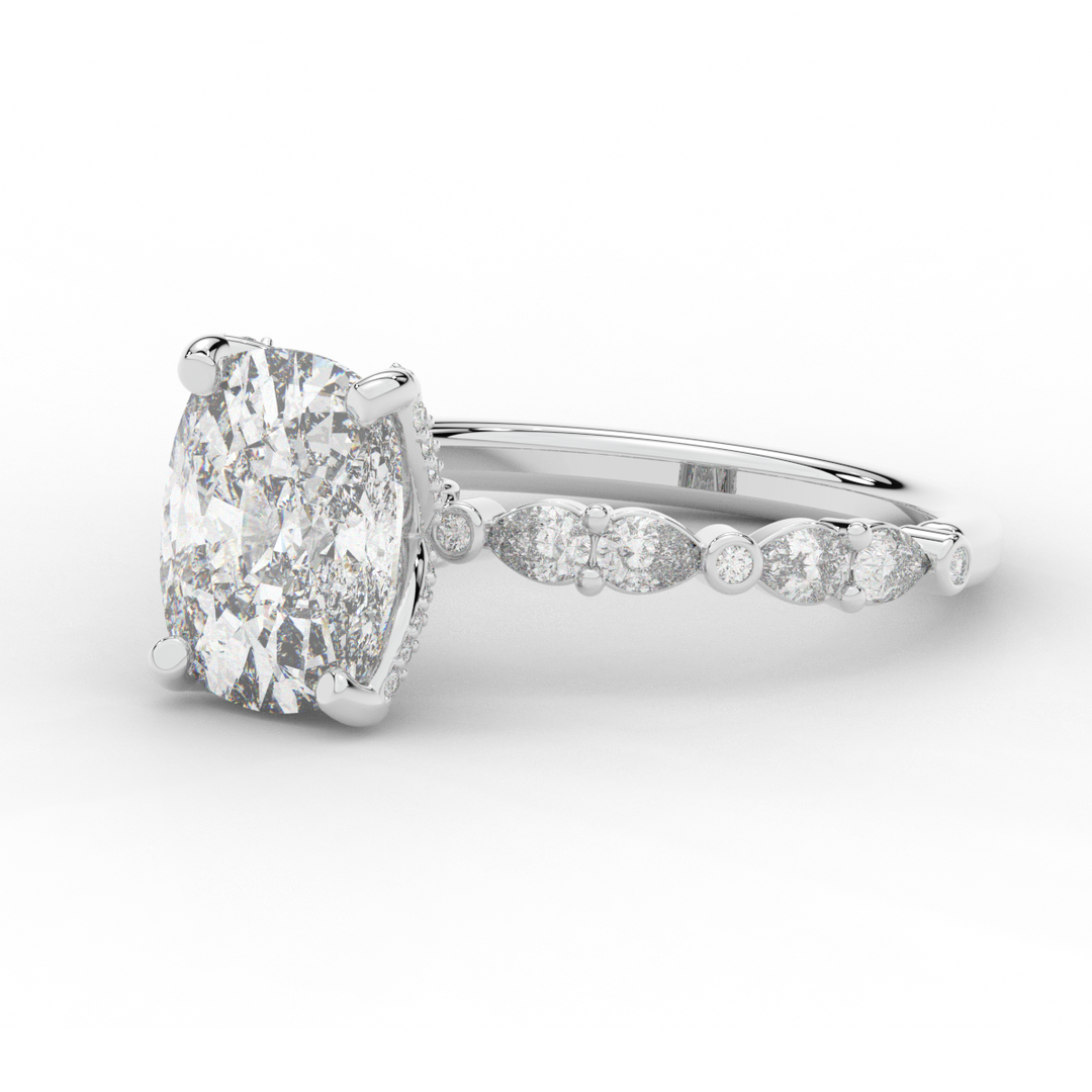 3.60CT.TW CUSHION LAB DIAMOND SOLITAIRE ENGAGEMENT RING - Nazarelle