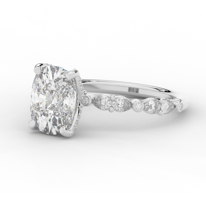 3.60CT.TW CUSHION LAB DIAMOND SOLITAIRE ENGAGEMENT RING - Nazarelle