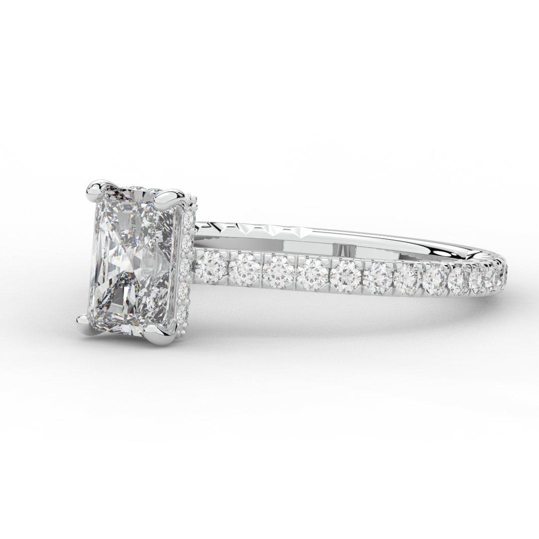 2.10CT.TW RADIANT LAB DIAMOND UNDERHALO SOLITAIRE ENGAGEMENT RING - Nazarelle