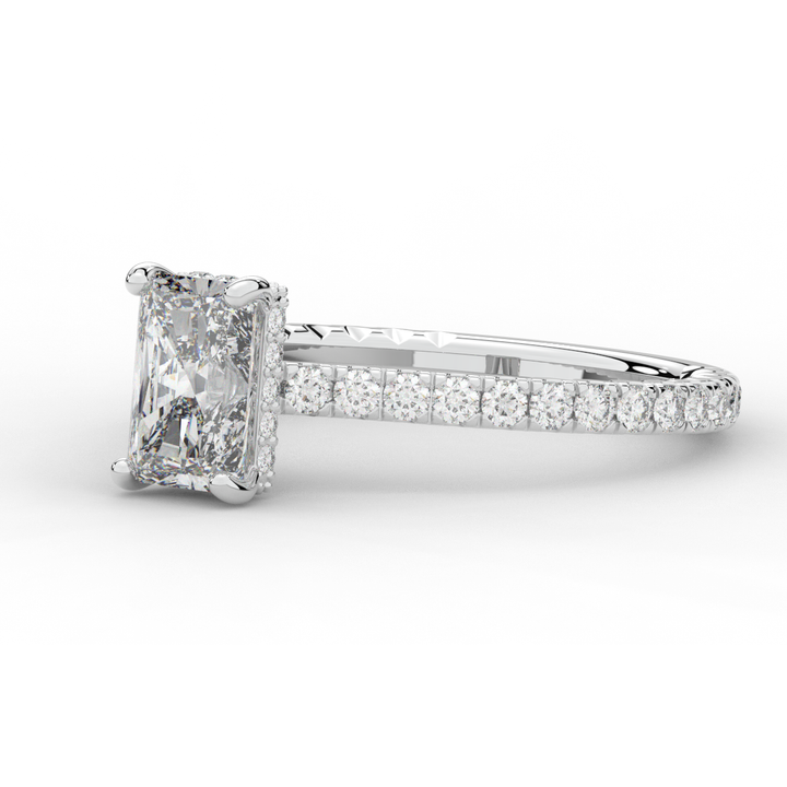 2.10CT.TW RADIANT LAB DIAMOND UNDERHALO SOLITAIRE ENGAGEMENT RING - Nazarelle