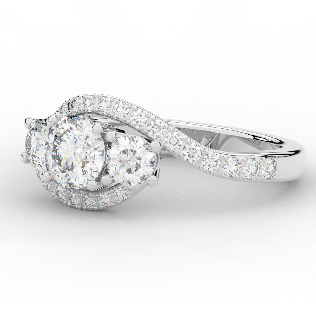 1.65CT.TW ROUND LAB DIAMOND TWIST HALO ENGAGEMENT RING - Nazarelle
