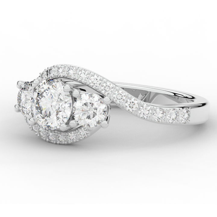 1.65CT.TW ROUND LAB DIAMOND TWIST HALO ENGAGEMENT RING - Nazarelle