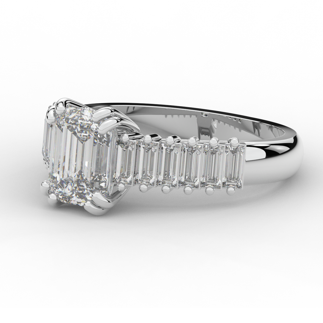 2.60CT.TW EMERALD CUT LAB DIAMOND ENGAGEMENT RING - Nazarelle