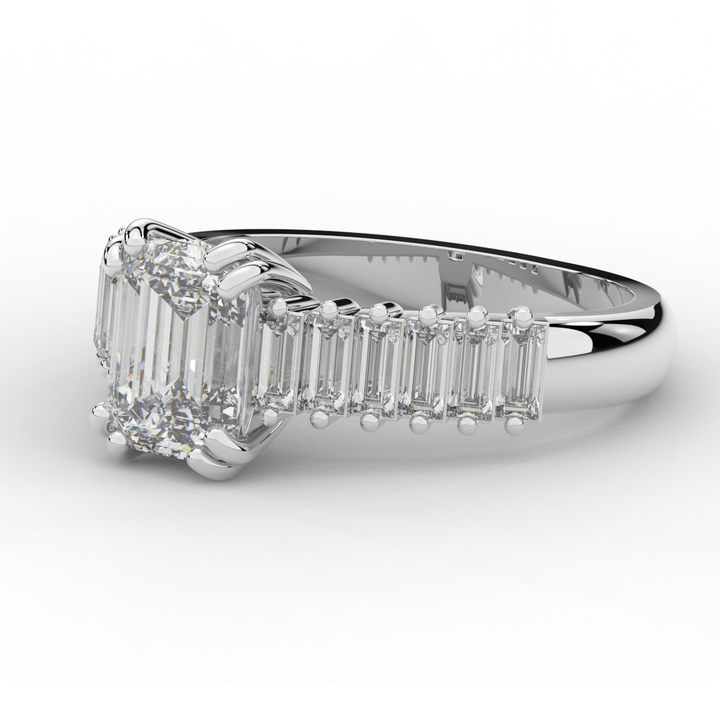2.60CT.TW EMERALD CUT LAB DIAMOND ENGAGEMENT RING - Nazarelle