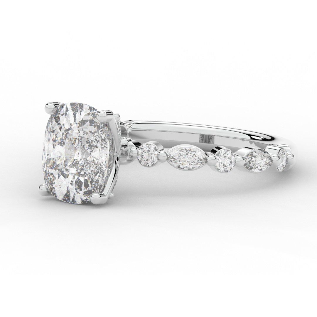 2.60CT.TW CUSHION LAB DIAMOND SOLITAIRE ENGAGEMENT RING - Nazarelle