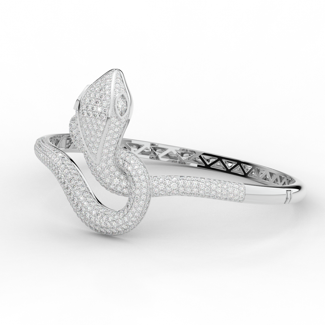 4.90CT.TW ROUND AND PEAR LAB DIAMOND SNAKE BANGLE - Nazarelle