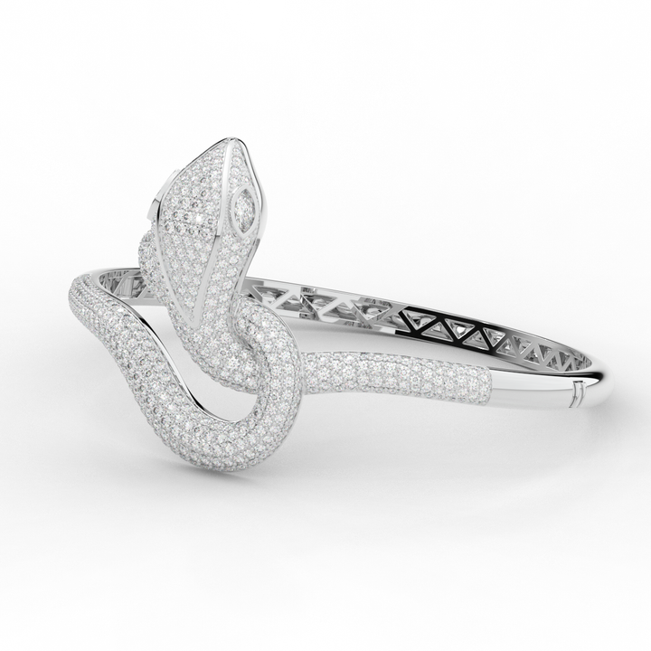 4.90CT.TW ROUND AND PEAR LAB DIAMOND SNAKE BANGLE - Nazarelle
