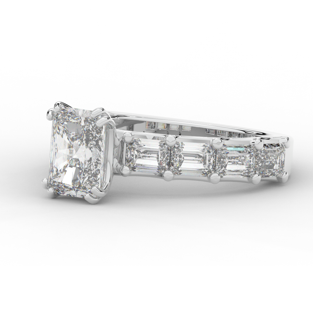 3.75CT.TW RADIANT LAB DIAMOND SOLITAIRE ENGAGEMENT RING - Nazarelle