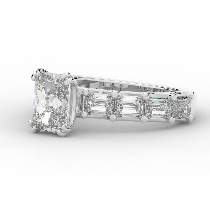 3.75CT.TW RADIANT LAB DIAMOND SOLITAIRE ENGAGEMENT RING - Nazarelle