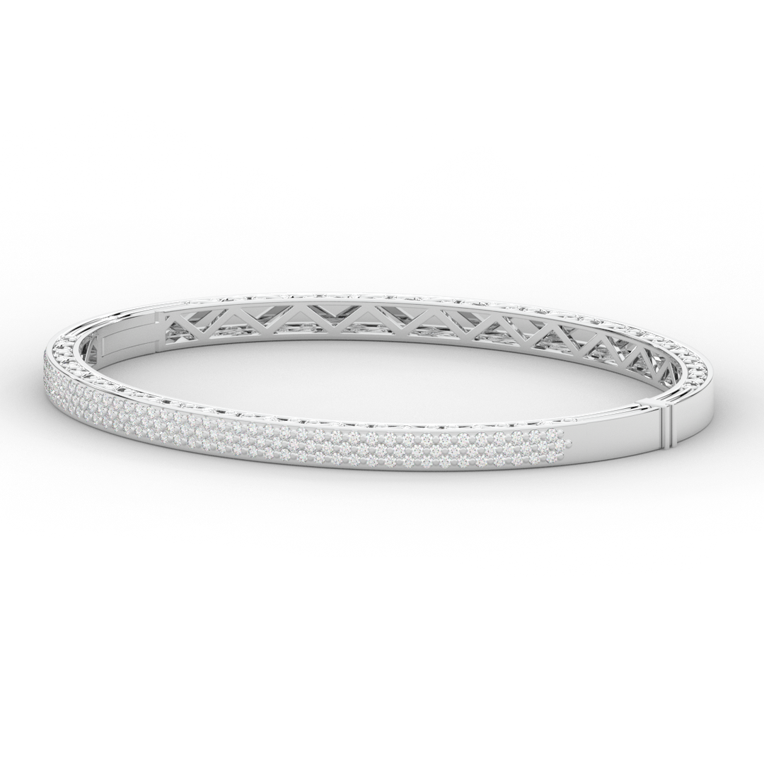 0.75CT.TW 3 ROW ROUND LAB DIAMOND  BANGLE - Nazarelle