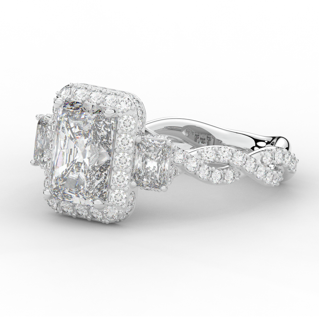 4.70CT.TW RADIANT LAB DIAMOND 3 STONE ENGAGEMENT RING - Nazarelle