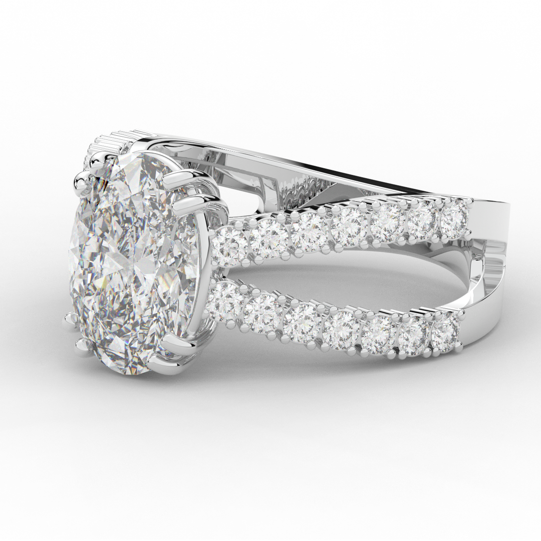 3.75CT.TW OVAL LAB DIAMOND SPLIT BAND ENGAGEMENT RING - Nazarelle