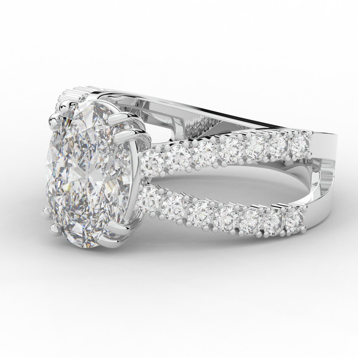 3.75CT.TW OVAL LAB DIAMOND SPLIT BAND ENGAGEMENT RING - Nazarelle