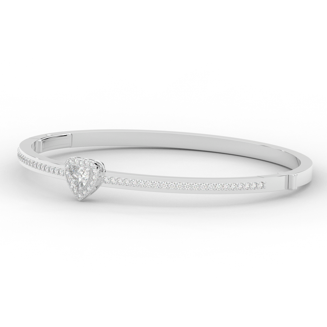 1.65CT.TW HEART AND ROUND LAB DIAMOND  BANGLE - Nazarelle