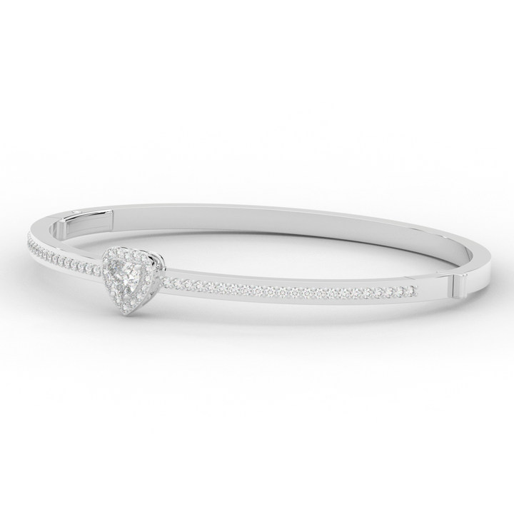 1.65CT.TW HEART AND ROUND LAB DIAMOND  BANGLE - Nazarelle
