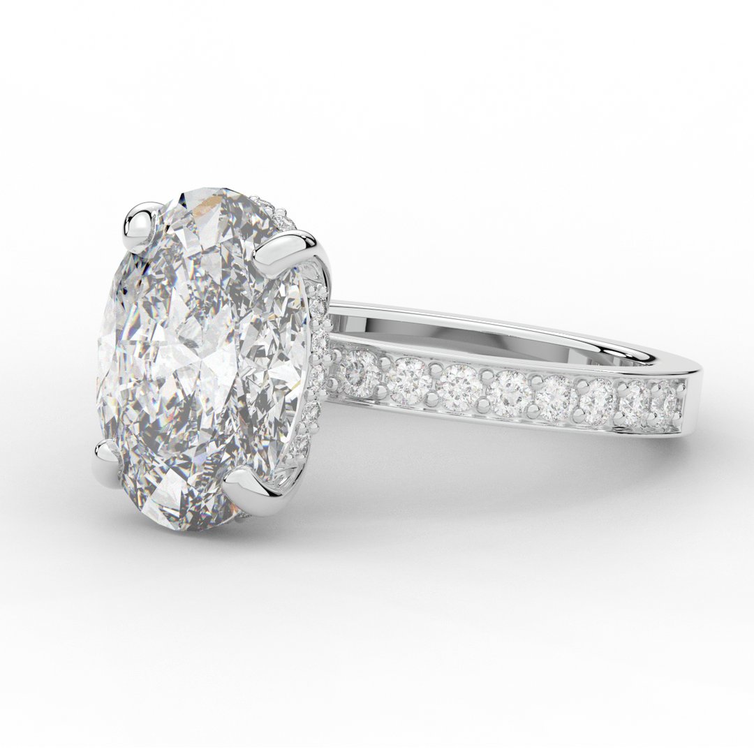 4.30CT.TW OVAL LAB DIAMOND BAND ENGAGEMENT RING - Nazarelle