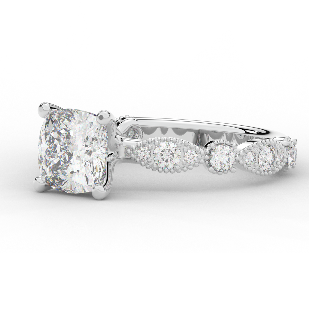 2.50CT.TW CUSHION LAB DIAMOND SOLITAIRE ENGAGEMENT RING - Nazarelle