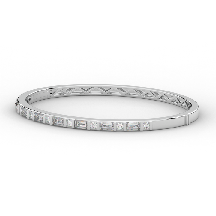 2.75CT.TW ROUND AND EMERALD CUT LAB DIAMOND SHARED PRONG BANGLE - Nazarelle