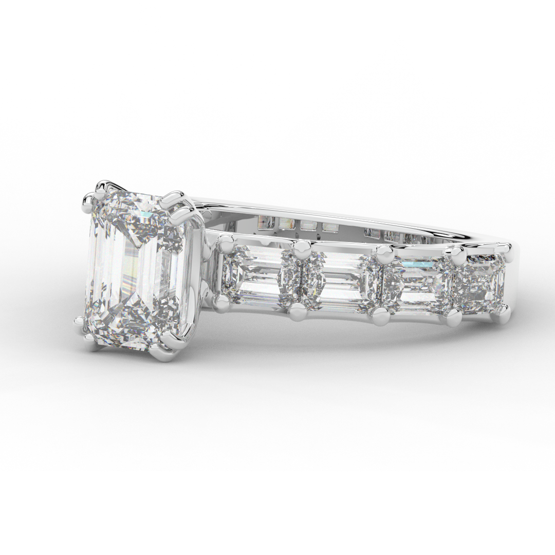 3.75CT.TW EMERALD CUT LAB DIAMOND SOLITAIRE ENGAGEMENT RING - Nazarelle