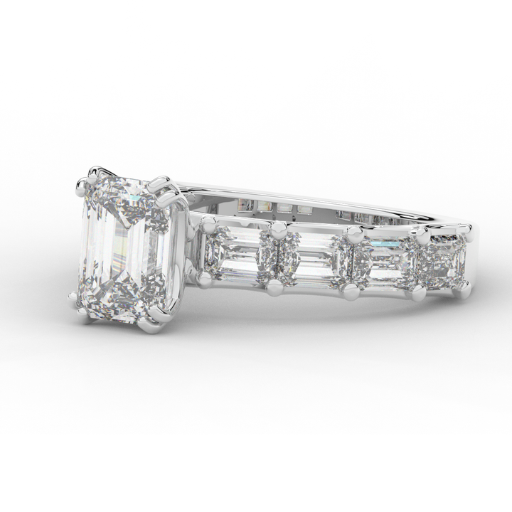 3.75CT.TW EMERALD CUT LAB DIAMOND SOLITAIRE ENGAGEMENT RING - Nazarelle
