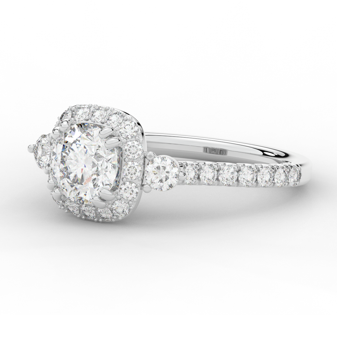 1.75CT.TW ROUND LAB DIAMOND HALO ENGAGEMENT RING - Nazarelle