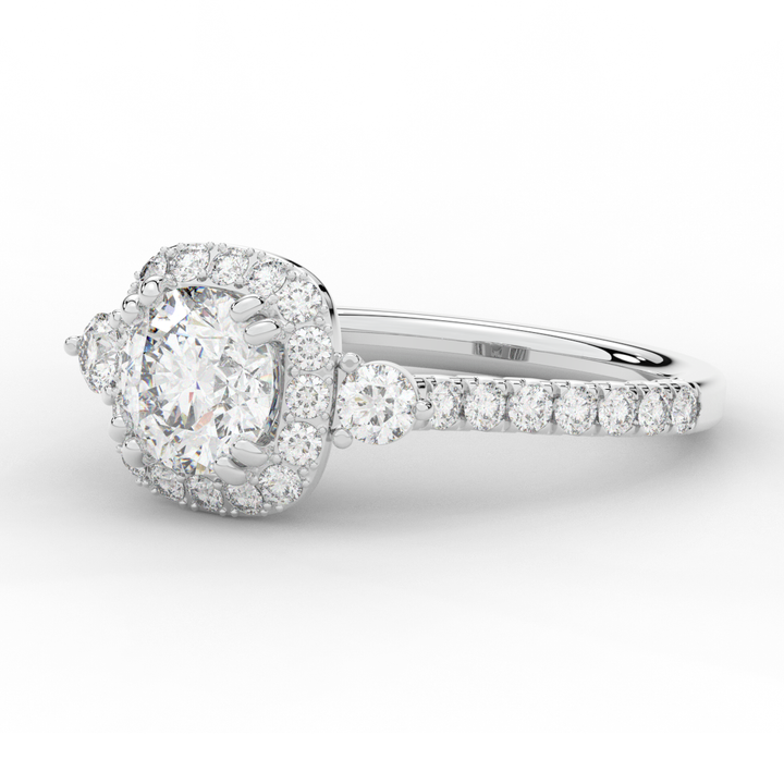 1.75CT.TW ROUND LAB DIAMOND HALO ENGAGEMENT RING - Nazarelle