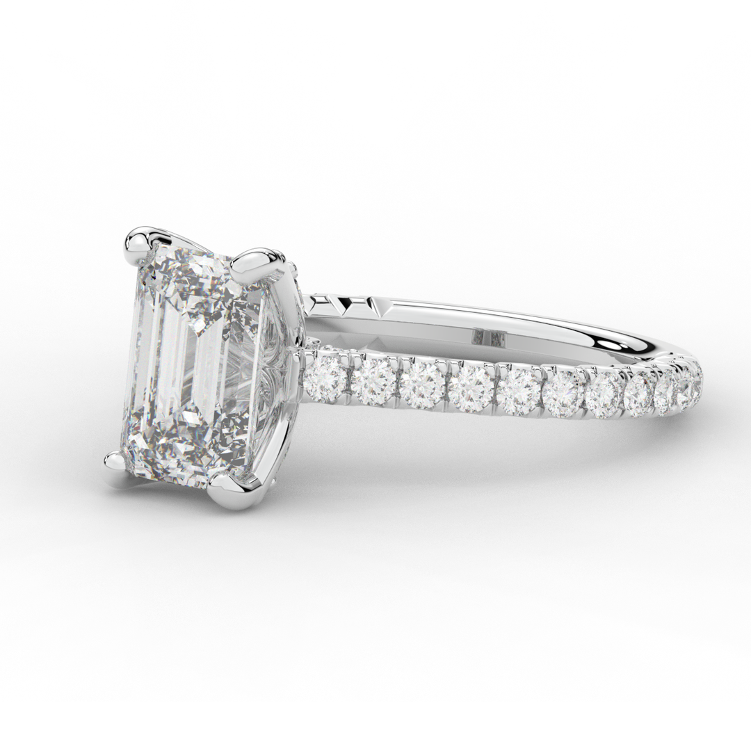 2.70CT.TW EMERALD CUT LAB DIAMOND SOLITAIRE ENGAGEMENT RING - Nazarelle