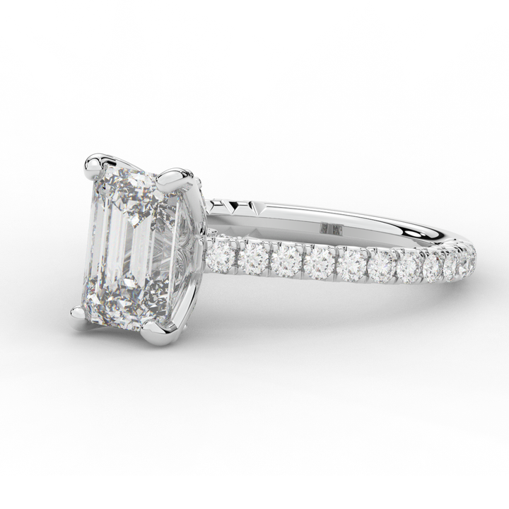 2.70CT.TW EMERALD CUT LAB DIAMOND SOLITAIRE ENGAGEMENT RING - Nazarelle