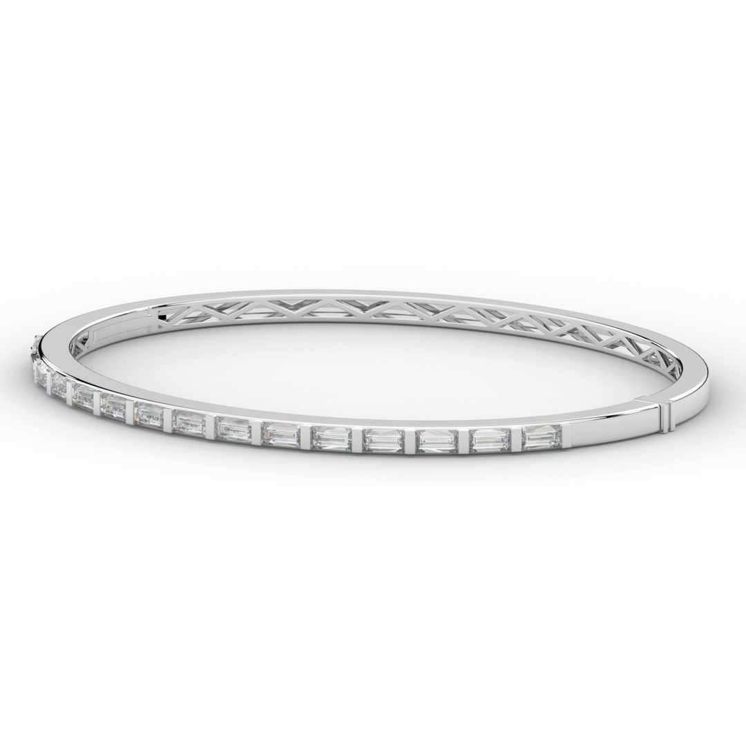 1.50CT.TW BAGUETTE LAB DIAMOND SHARED PRONG BANGLE - Nazarelle