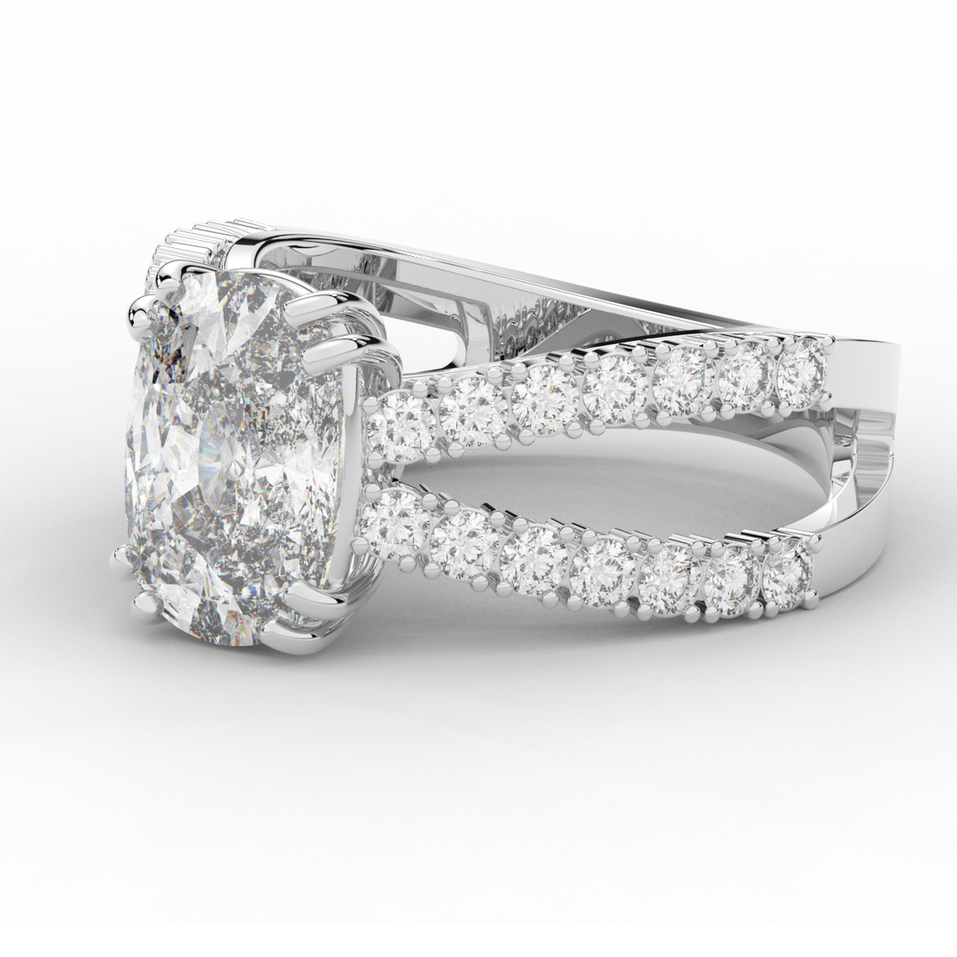 3.75CT.TW CUSHION LAB DIAMOND SPLIT BAND ENGAGEMENT RING - Nazarelle
