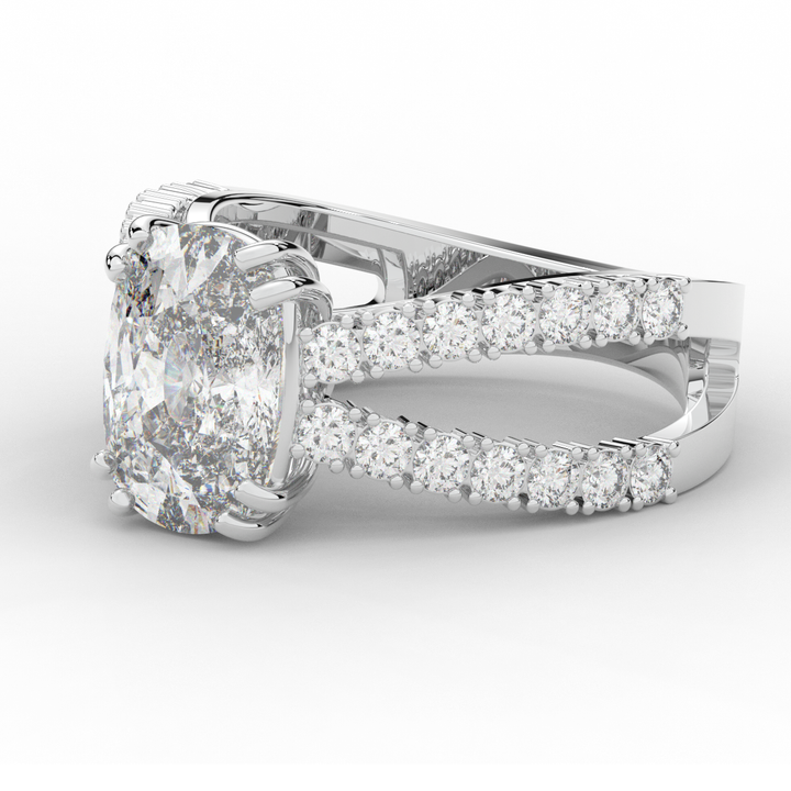 3.75CT.TW CUSHION LAB DIAMOND SPLIT BAND ENGAGEMENT RING - Nazarelle