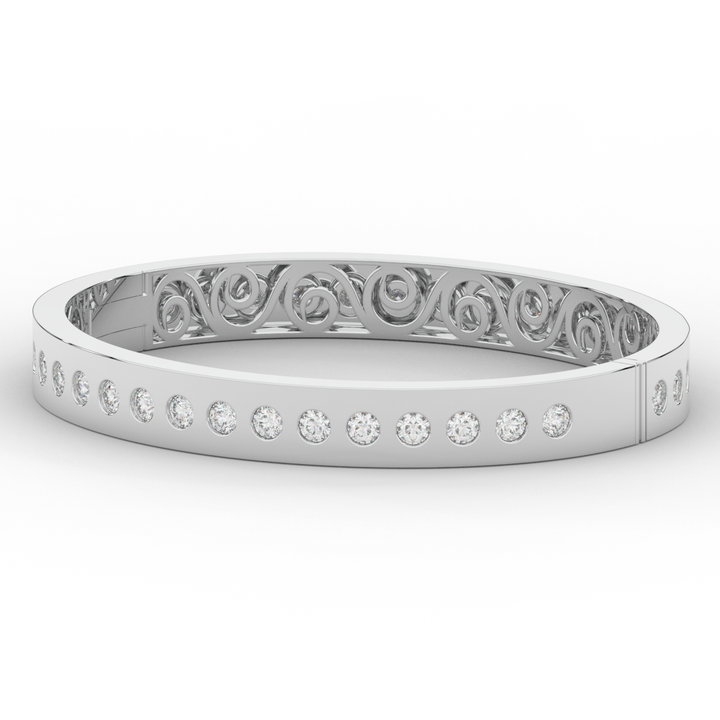 4.50CT.TW ROUND LAB DIAMOND ETERNITY BEZEL SET BANGLE - Nazarelle