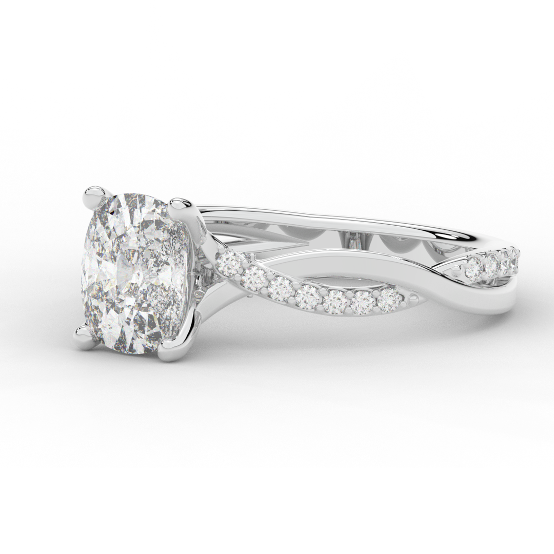 1.70CT.TW CUSHION LAB DIAMOND TWIST BAND ENGAGEMENT RING - Nazarelle