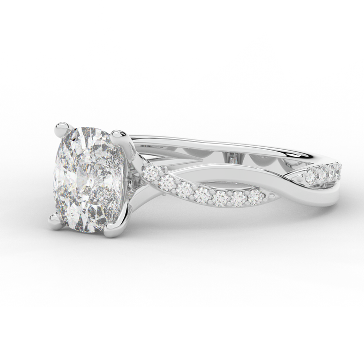 1.70CT.TW CUSHION LAB DIAMOND TWIST BAND ENGAGEMENT RING - Nazarelle