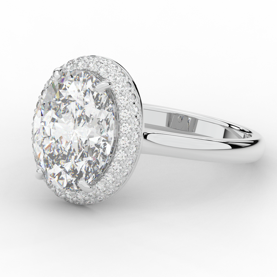 4.40CT.TW OVAL LAB DIAMOND HALO ENGAGEMENT RING - Nazarelle