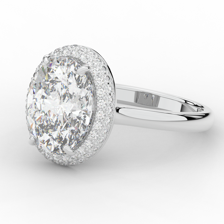 4.40CT.TW OVAL LAB DIAMOND HALO ENGAGEMENT RING - Nazarelle