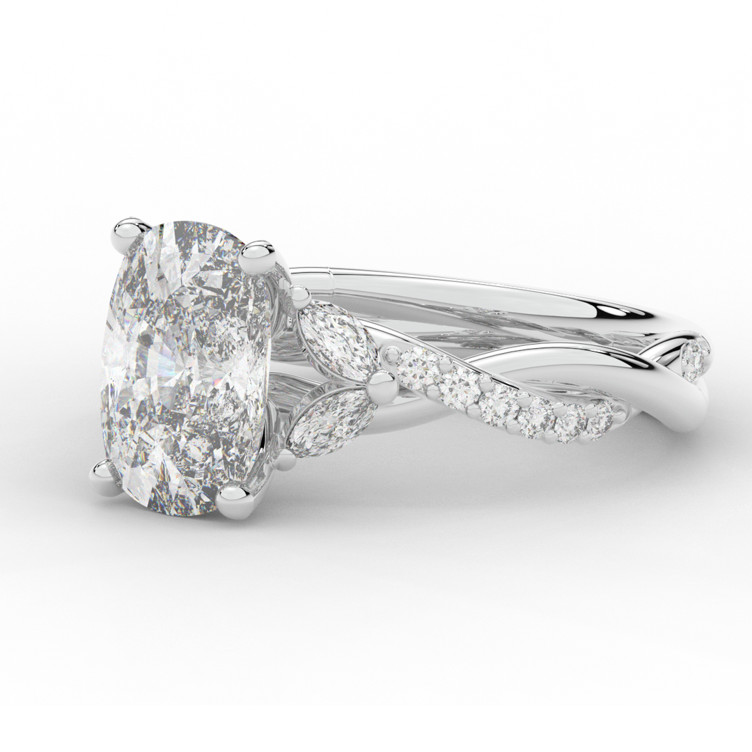 2.40CT.TW CUSHION LAB DIAMOND TWIST BAND ENGAGEMENT RING - Nazarelle