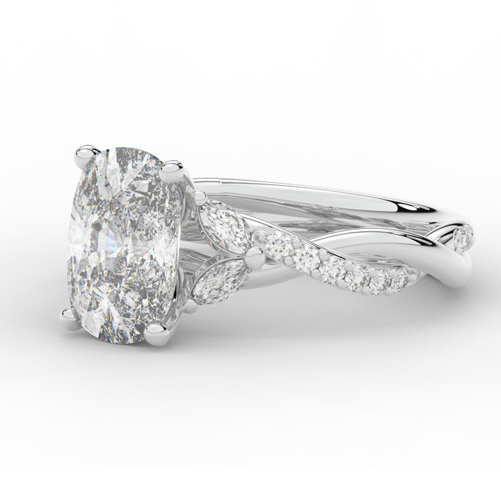 2.40CT.TW CUSHION LAB DIAMOND TWIST BAND ENGAGEMENT RING - Nazarelle