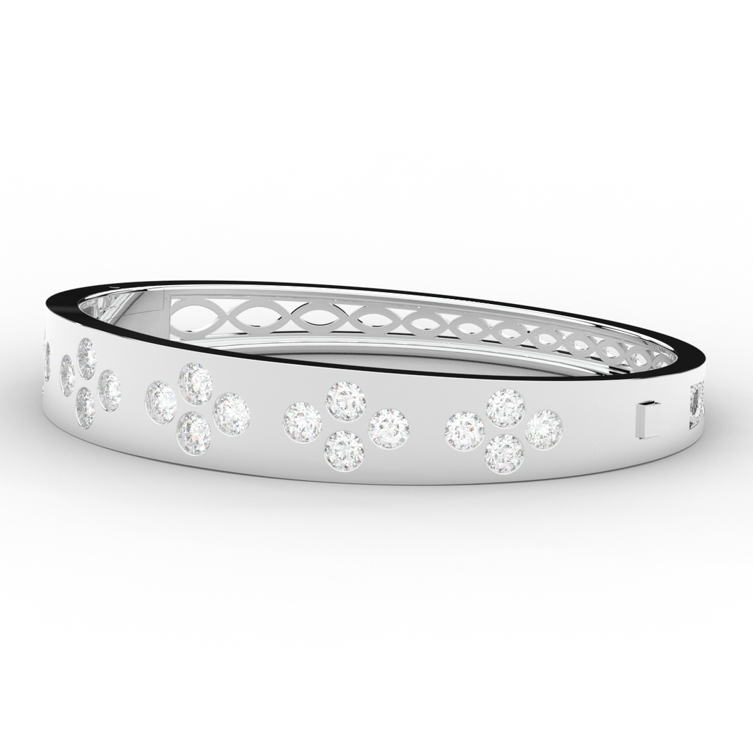 4.10CT.TW ROUND LAB DIAMOND BEZEL SET BANGLE - Nazarelle