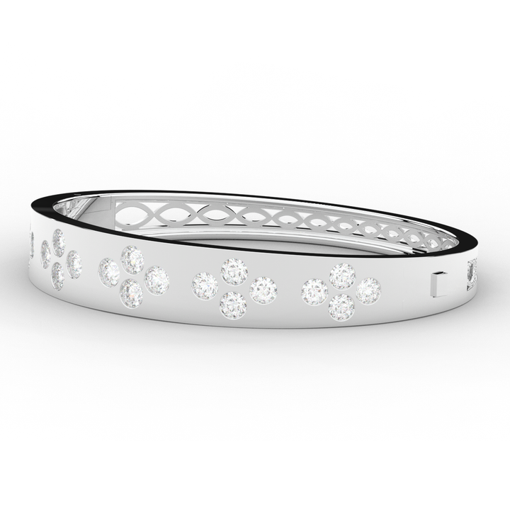 4.10CT.TW ROUND LAB DIAMOND BEZEL SET BANGLE - Nazarelle