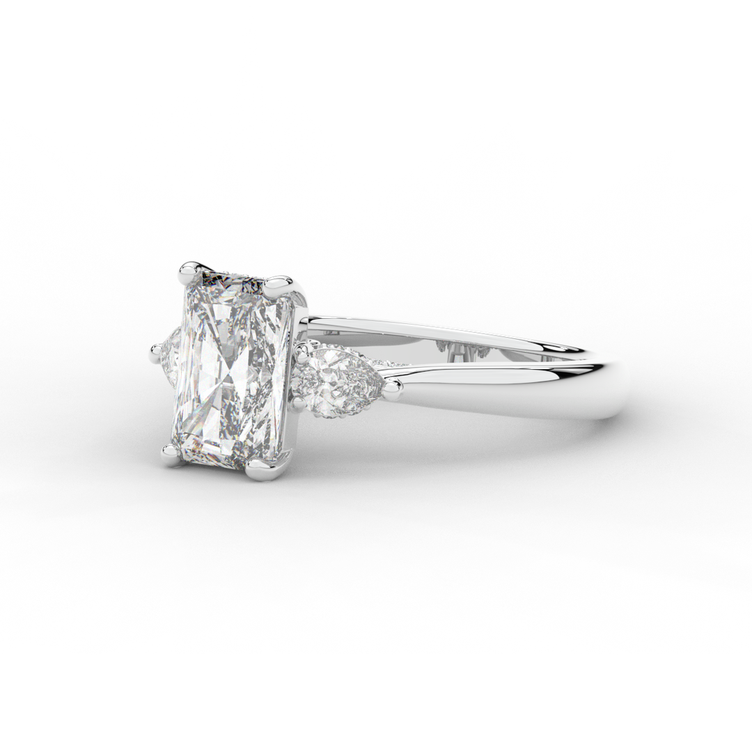 2.40CT.TW RADIANT LAB DIAMOND 3 STONE ENGAGEMENT RING - Nazarelle