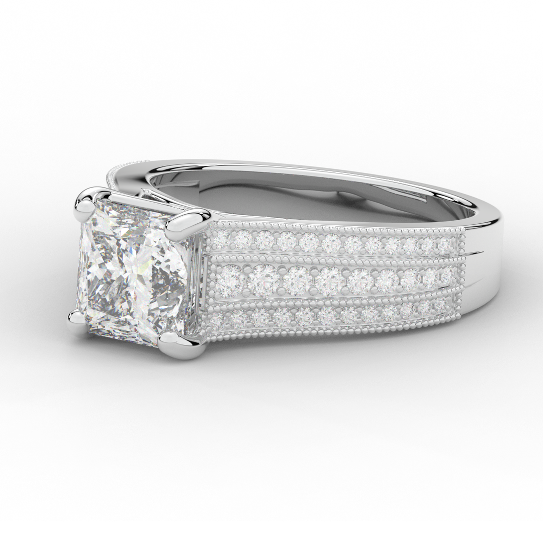 3.55CT.TW PRINCESS LAB DIAMOND ENGAGEMENT RING - Nazarelle