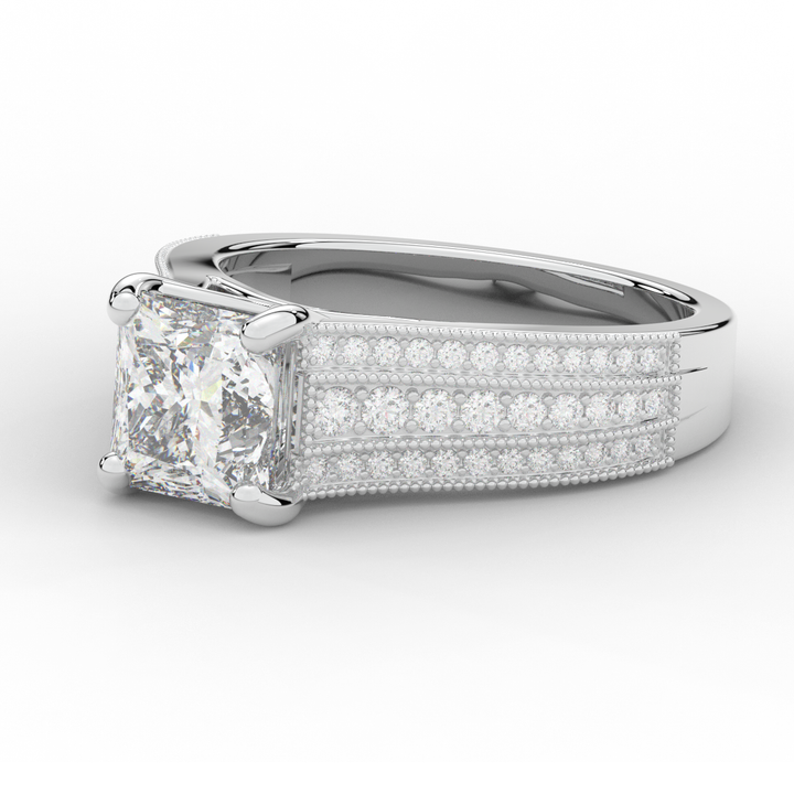 3.55CT.TW PRINCESS LAB DIAMOND ENGAGEMENT RING - Nazarelle