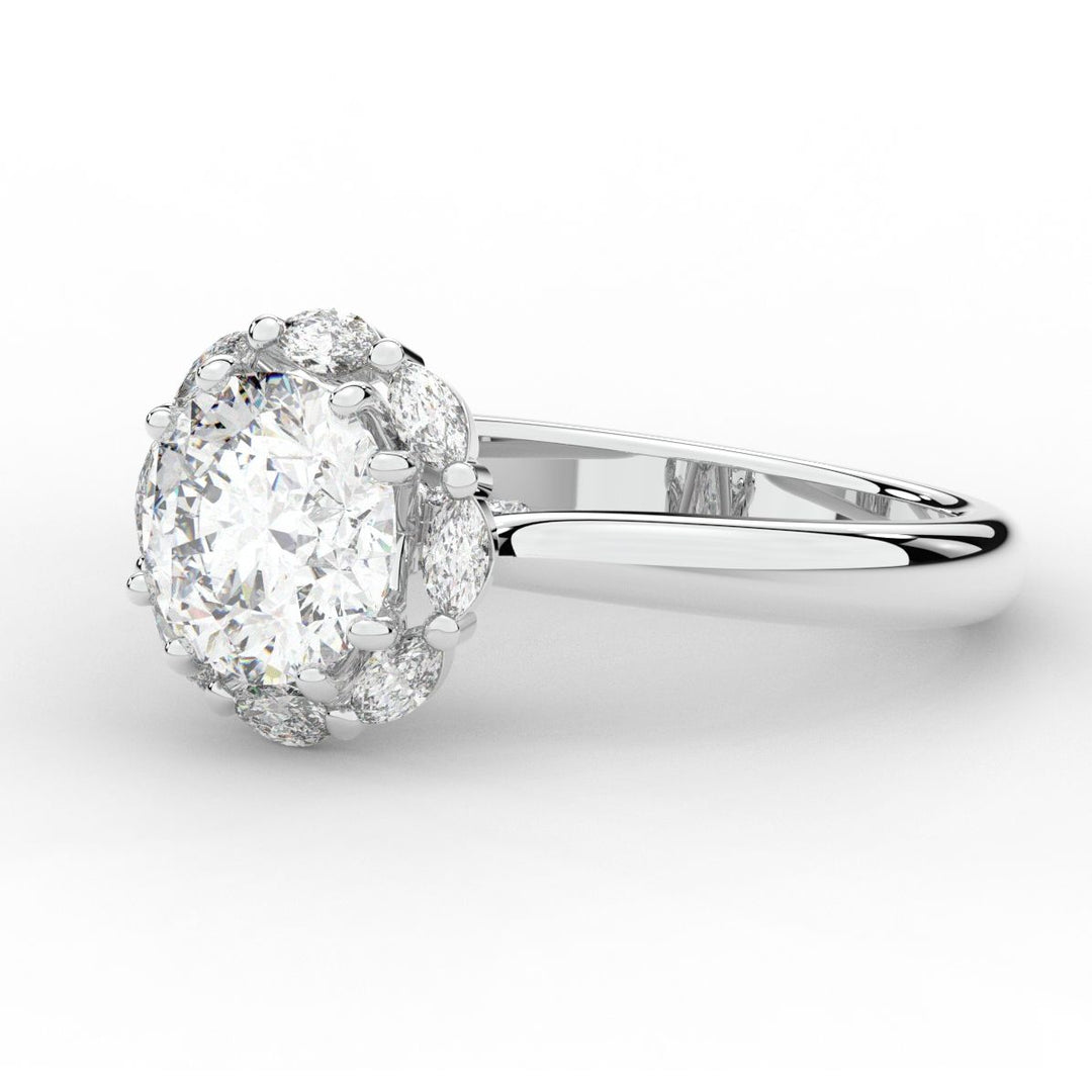 2.40CT.TW ROUND LAB DIAMOND HALO ENGAGEMENT RING - Nazarelle