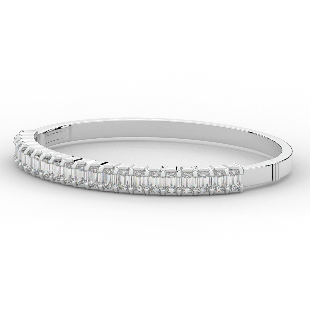 6.50CT.TW EMERALD CUT LAB DIAMOND BANGLE - Nazarelle